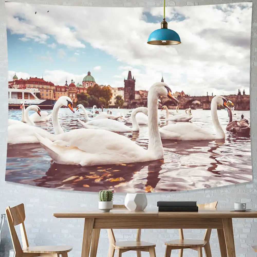 

Swan River Castle Mandala Tapestry Wall Hanging Celestial Wall Tapestry Hippie Wall Carpets Dorm Decor Psychedelic Tapestry