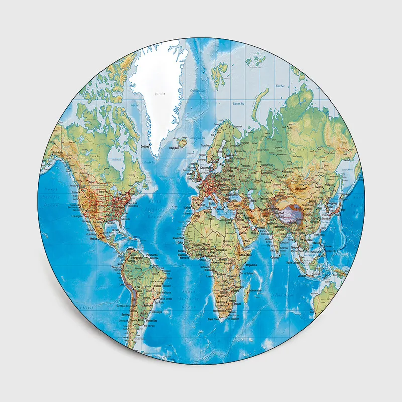 

World Map Round Carpets for Living Room Vivid Printed Chair Area Rug Blue Floor Mat for Bedroom Kids Play Tent Mat Alfombra
