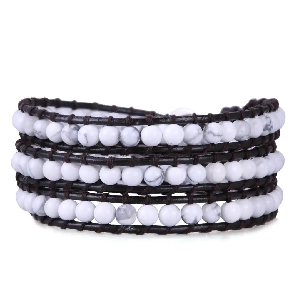 KELITCH ручной работы 3 обертывания Strand полоса бисером браслеты на черный браслет с