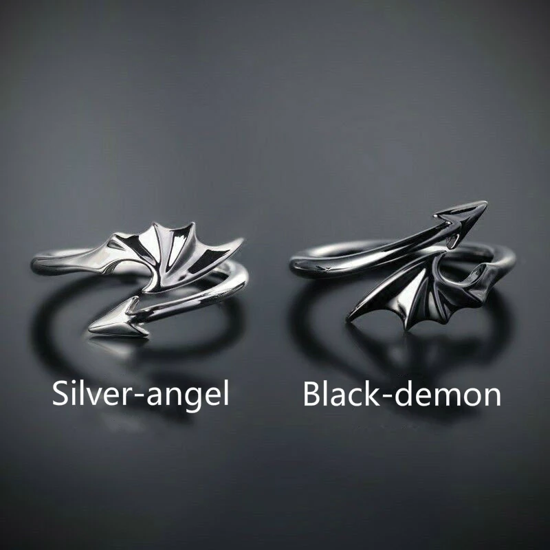

Nordic Mythology Angel and Demon Ring Fashion Adjustable Couple Ring a Lifetime Companion Gothic Punk Party Jewelry Gift
