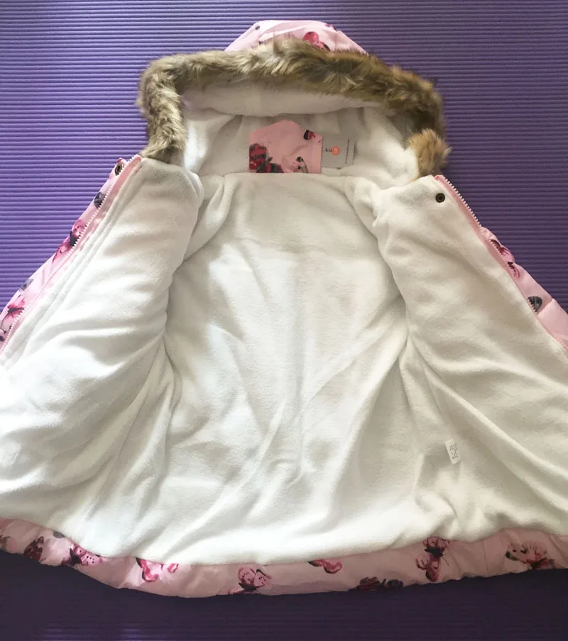 Russia Winter Jacket Kids Baby Girls Cartoon Printed Long Coats Warm Thick Jackets Children Outerwear Coat New Year Girl Clothes