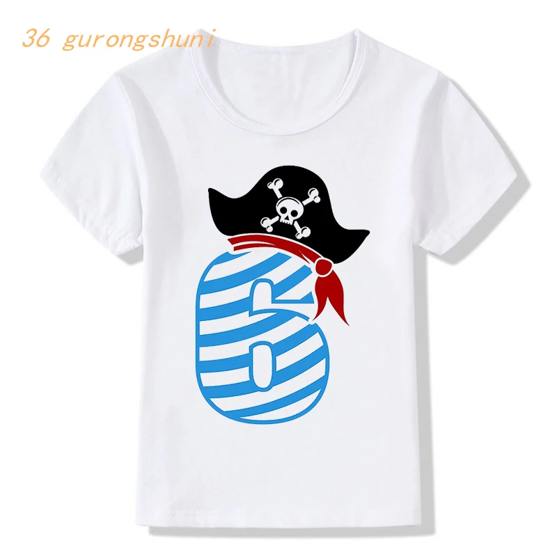 Happy Birthday Skull pirate 7 8 9 year old graphic t shirts boy t shirt boys-clothing kids clothes girls shirts children t-shirt images - 6