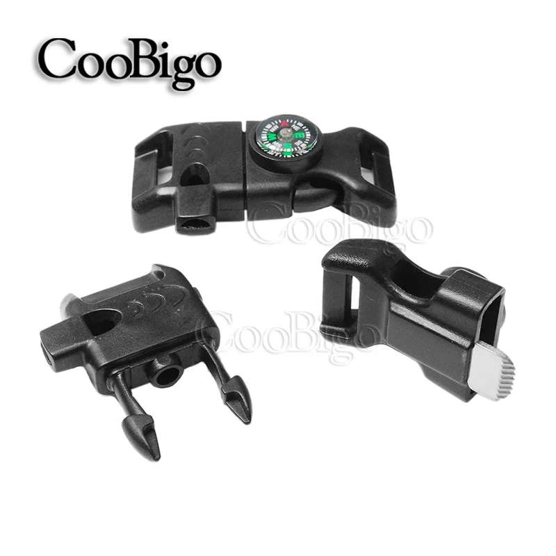 10pcs Black 5/8&quotCompass Whistle Buckle Scraper Parachute 550 Cord Paracord Bracelet Project Outdoor Backpack Camp Survival Kits | Дом и