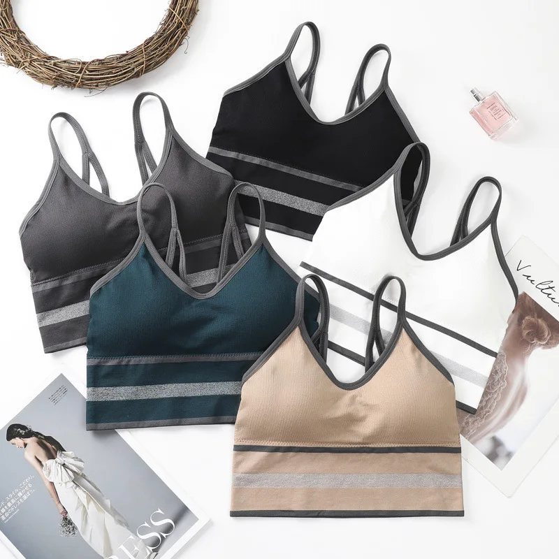 

Новый стиль, сексуальный бюстгальтер без стального кольца, простой Собранный жилет с закрытой спиной, спортивный бюстгальтер светильник ко...