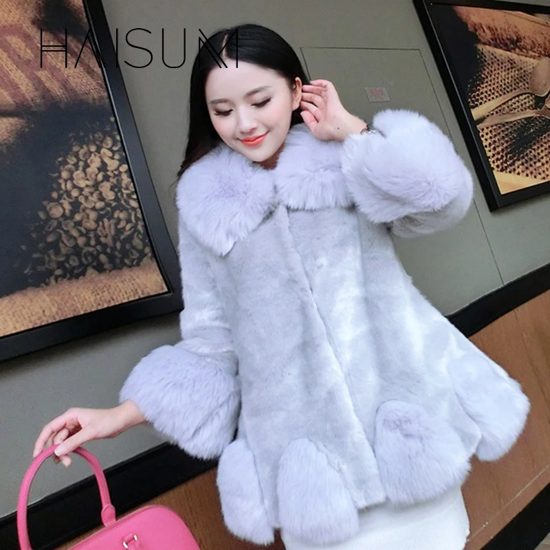 Женское пальто из искусственного меха теплое зимнее 3 видов лисьего короткий