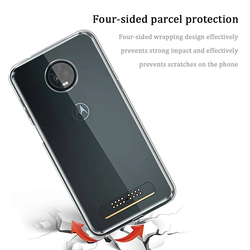 Мягкий чехол для телефона Motorola Moto Z3 Play силиконовый прозрачный Ультратонкий из