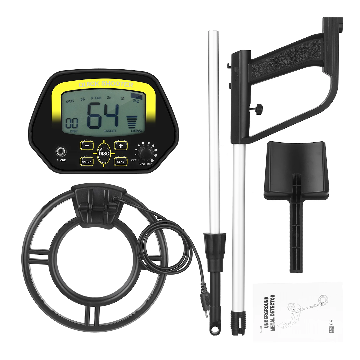 

Professional Underground Metal Detector 3.1-inch LCD Metal Locator Treasure-hunting Tool Sensitivity Adjustable Notch&DISC Mode