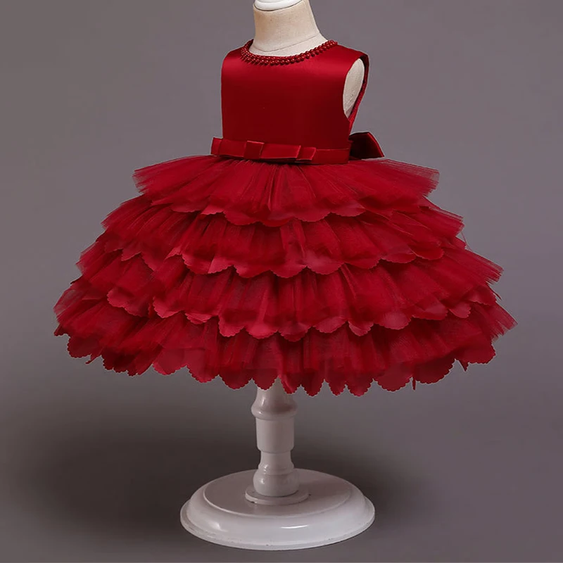

Baby Girls Prom Dress 6-24 Months Tollder Princess Dress Flower Girl Wedding Tutu Dress Birthday Party Kids Puffy Cake Dresses
