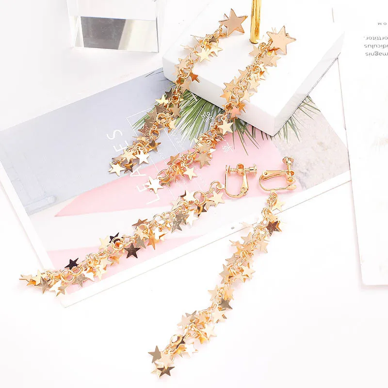 Преувеличенные металлические звезды серьги женские корейские темпераментные