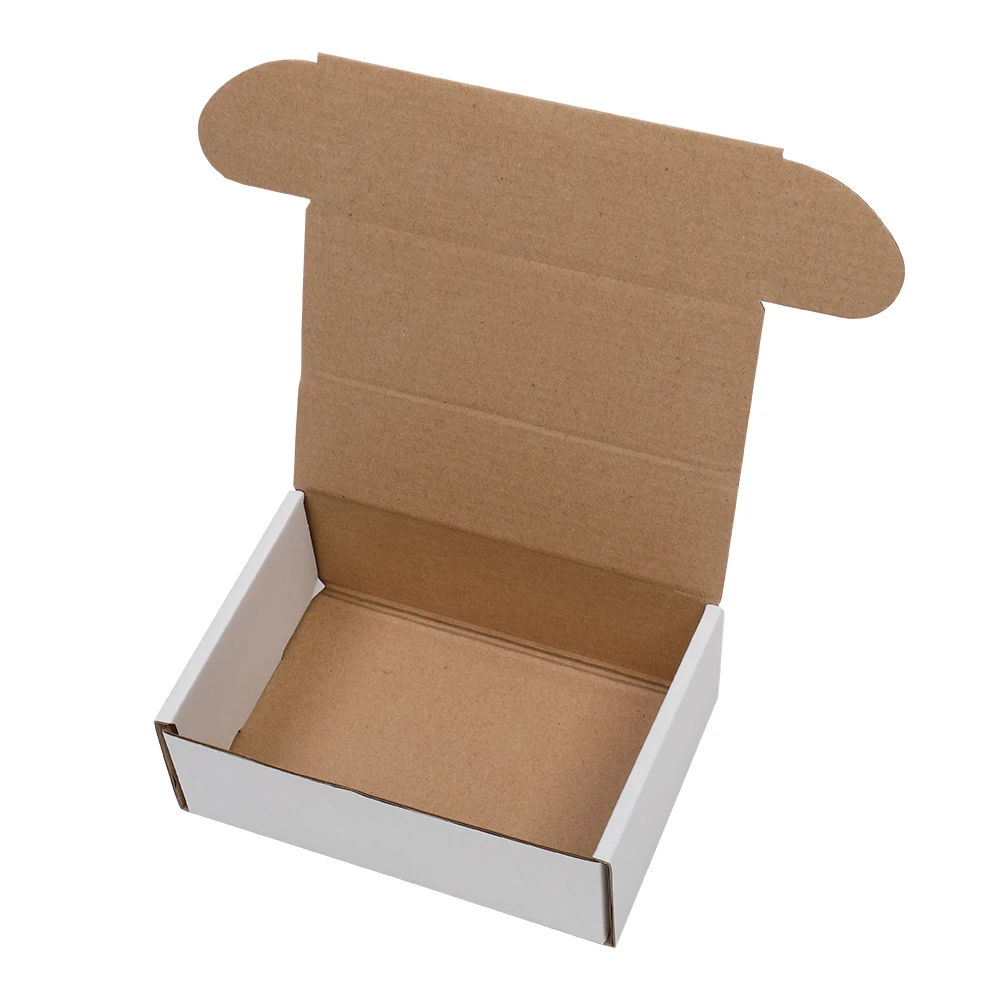 50 cajas de papel corrugado, 6x4x2 "(15,2*10*5cm), blanco exterior y amarillo interior-2