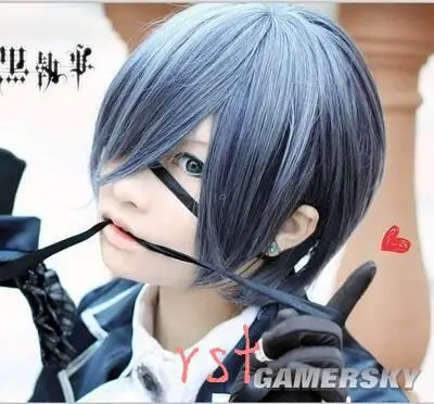 Прическа для косплея черного Батлера био Phantomhive аниме седые короткие волосы из