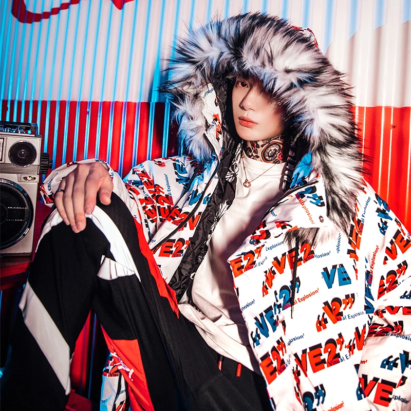 Парка Mirecoo Мужская зимняя длинная куртка с капюшоном и надписью меховым