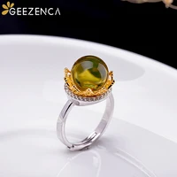 925 sterling silver gold plated mexican blue amber rings for women natural stone open ring fine jewelry classic trendy gift