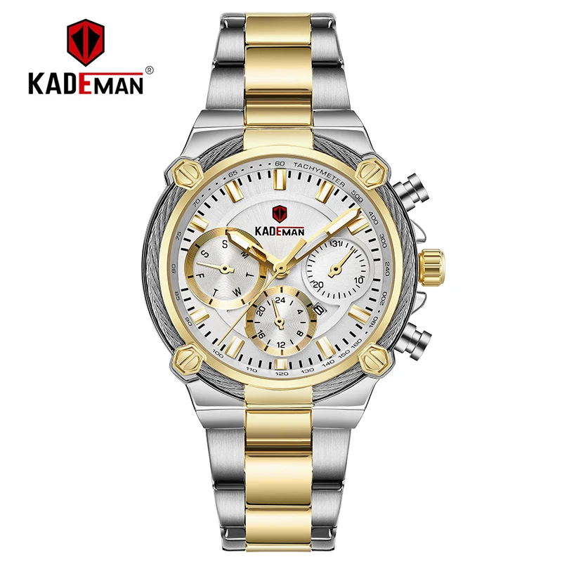 836-S-W-SG KADEMAN женские наручные часы Топ бренд класса люкс бизнес Женские часы 3ATM новые модные женские часы Стальной браслет Relogio Feminno - Цвет: 836-S-W-SG
