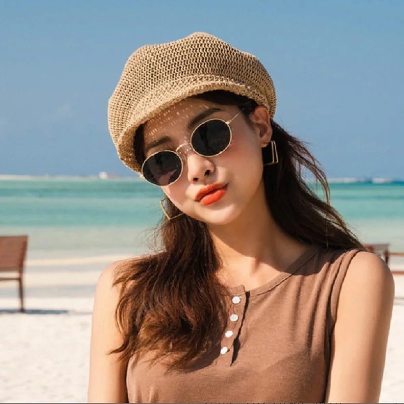 Fashion Sunscreen Men Women's Summer Hat Bucket hat Beret Spring Summer Woven Outing Sunshade Sun Cap Breathable Beach Hat fashion breathable net and button embellished camouflage pattern bucket hat for men
