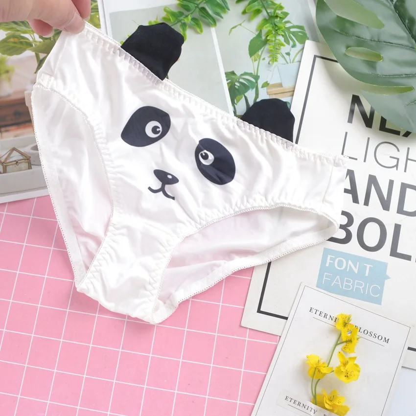 Трусы женские SP &amp CITY из сатина бесшовные с рисунком в виде панды хлопковые со