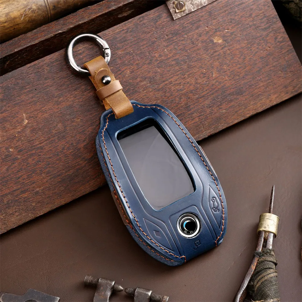 

Genuine Leather Key Skin Car LED Display Key Cover Key Case for BMW 5 7 series G11 G12 G30 G31 G32 i8 I12 I15 G01 X3 G02 X4 G05