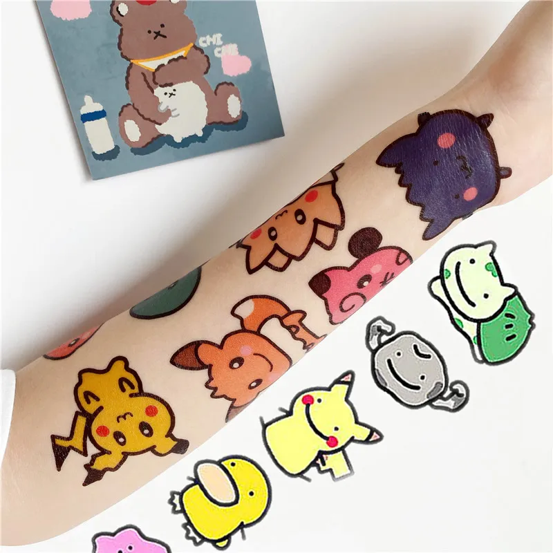 

Original 30PCS Pokemon Tattoo Stickers Cute Pikachu Waterproof Sticker Kawaii Cartoon Christmas Children Birthday Kids Girl Gift