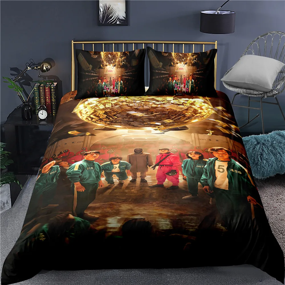 

New Hot Squid Game Bedding Set 3D Printed Kids Adult Duvet Cover Sets Comforter Bed Linen Queen King Size Bedroom Bedclothes