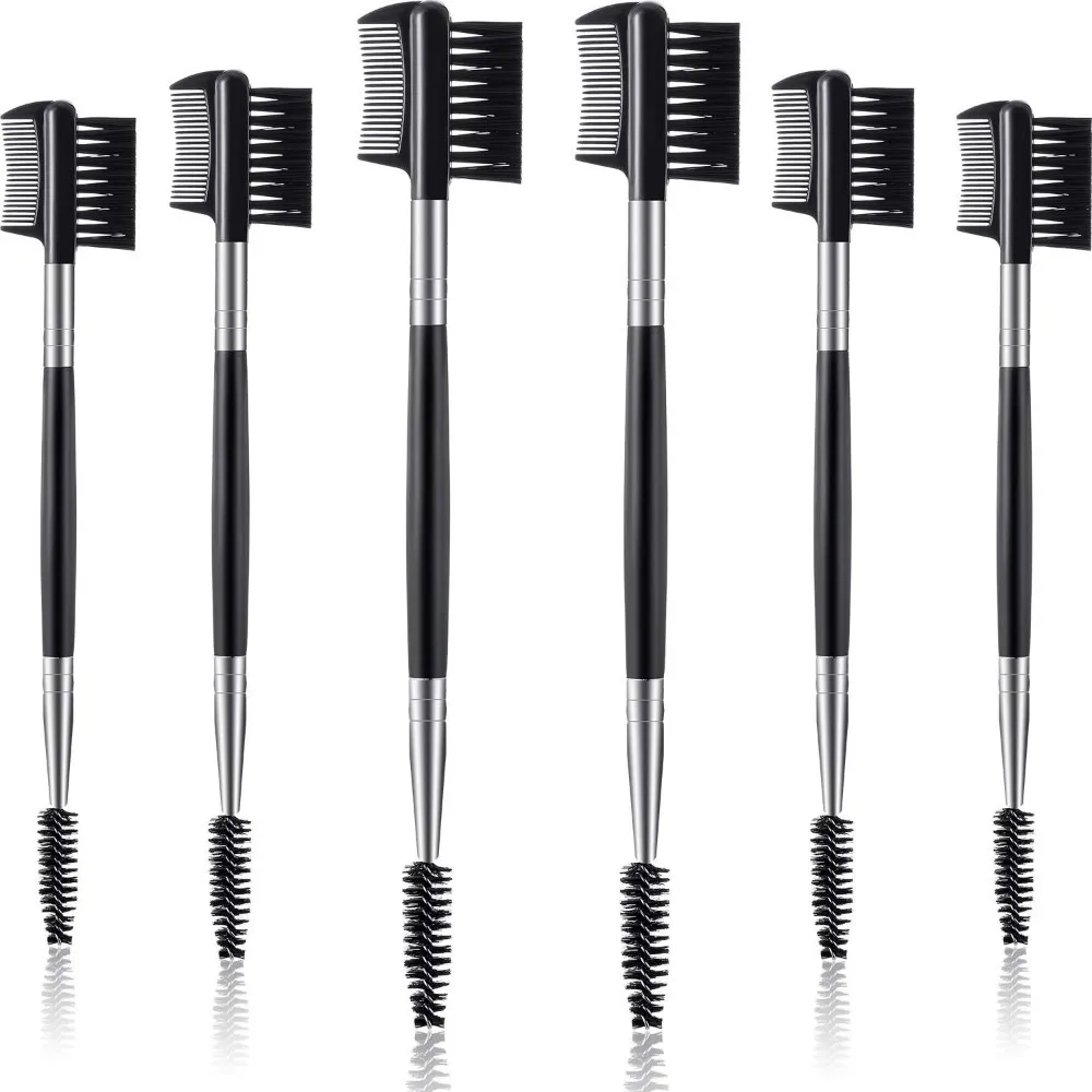 

6 Pieces Eyebrow Eyelash Comb Brush Shaper Dual Double Head Eyebrow Eyelash Combination Comb Professional Makeup Tool
