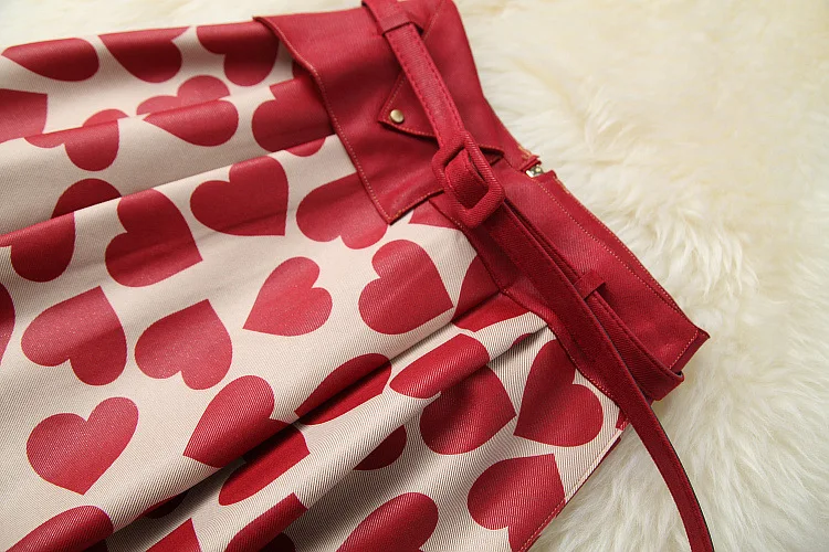 women's European and American clothing 2021 autumn new style Long-sleeved knit sweater Heart-print skirt Fashion suits