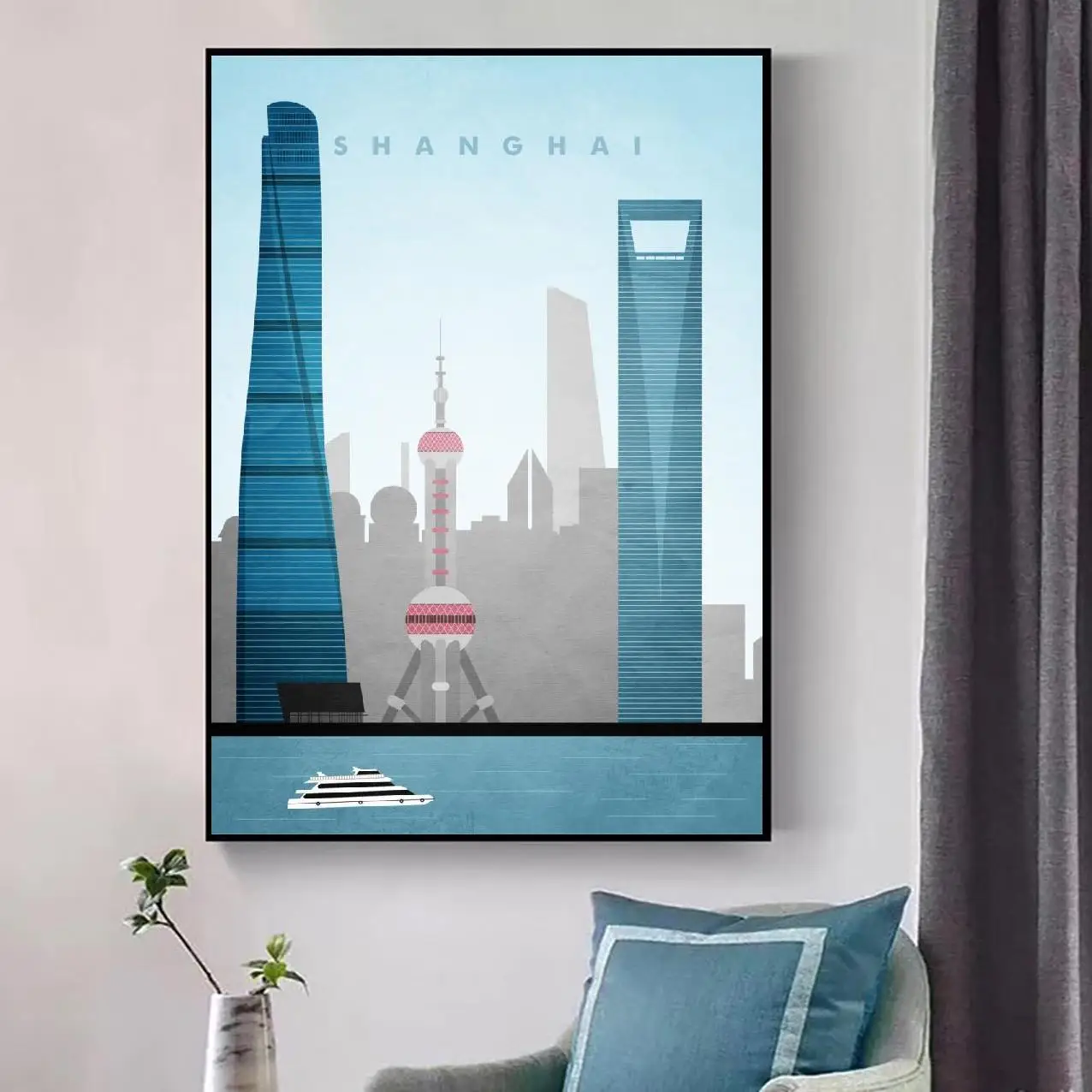 Художественный плакат путешествия в Шанхае настенный Декор для дома | Дом и сад