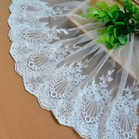 23cm5yards white embroidery cotton lace trims for clothes soft flower lace trimmings and ribbons diy craft sewing accessories