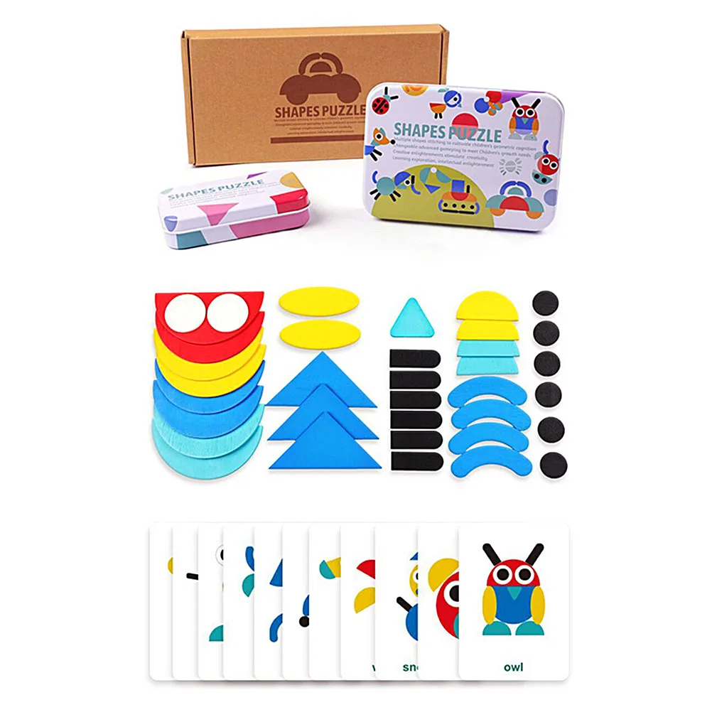 Животные деревянные головоломки доска набор Красочные Детские Обучающие