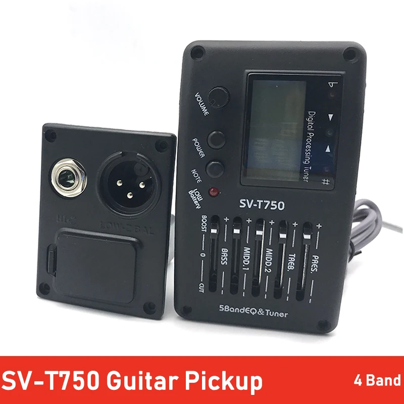 SV-T750 5-полосный эквалайзер с тюнером для гитары пьезо-звукосниматель