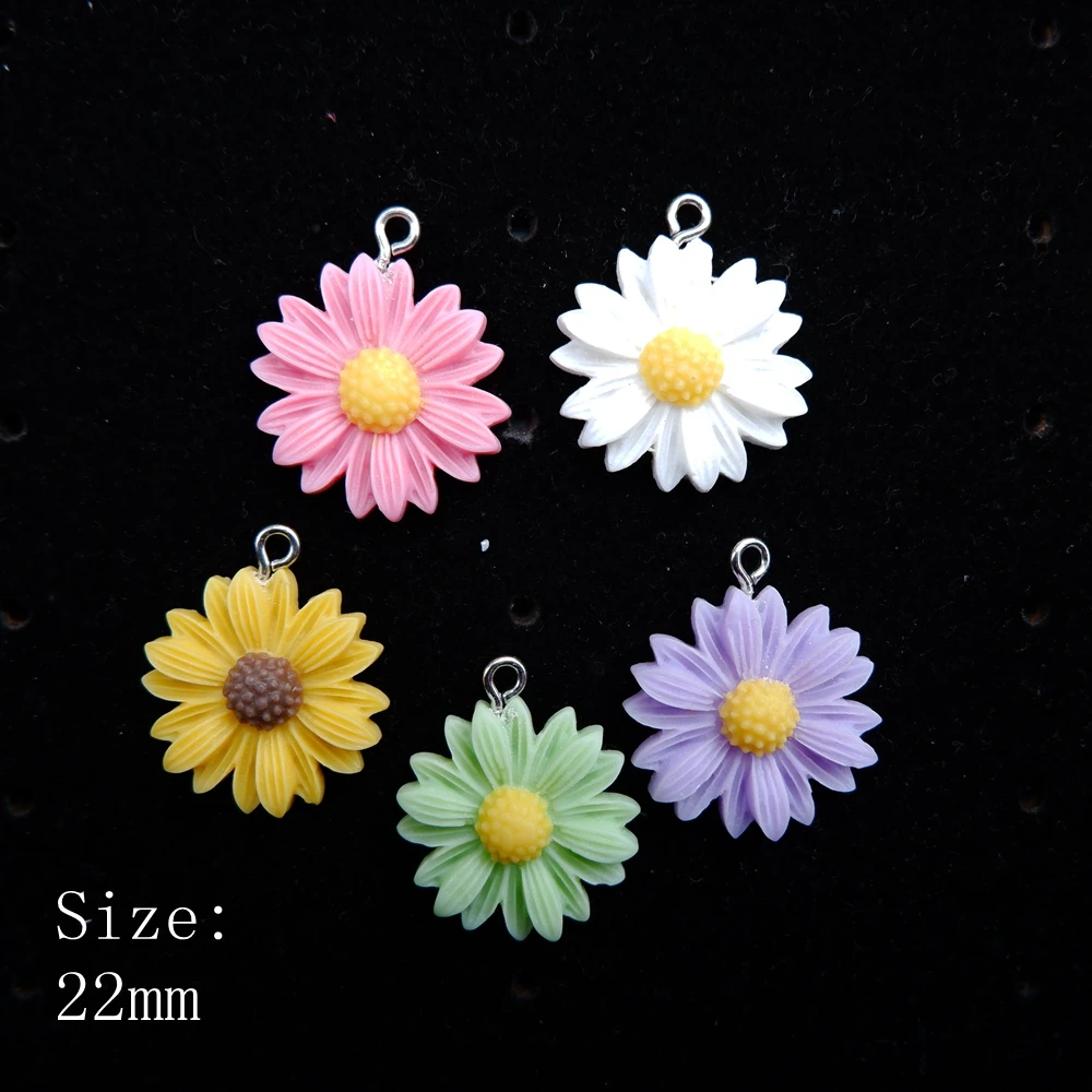 Подвески в виде маргариток из смолы подвески с плоской спинкой кабошон для