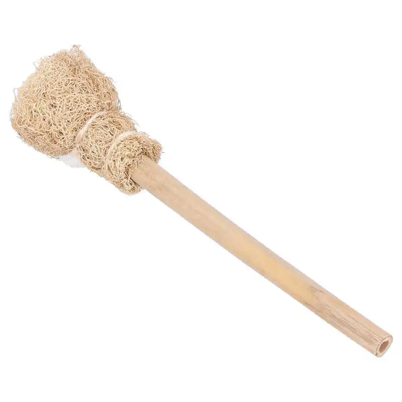 Щетка для чистки чайников из натуральной люфы с бамбуковой ручкой без