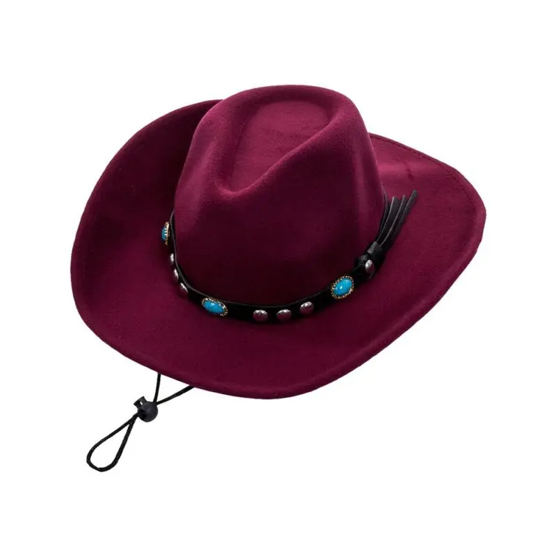 Шерстяная ковбойская шляпа унисекс с пряжкой на поясе винтажная однотонная