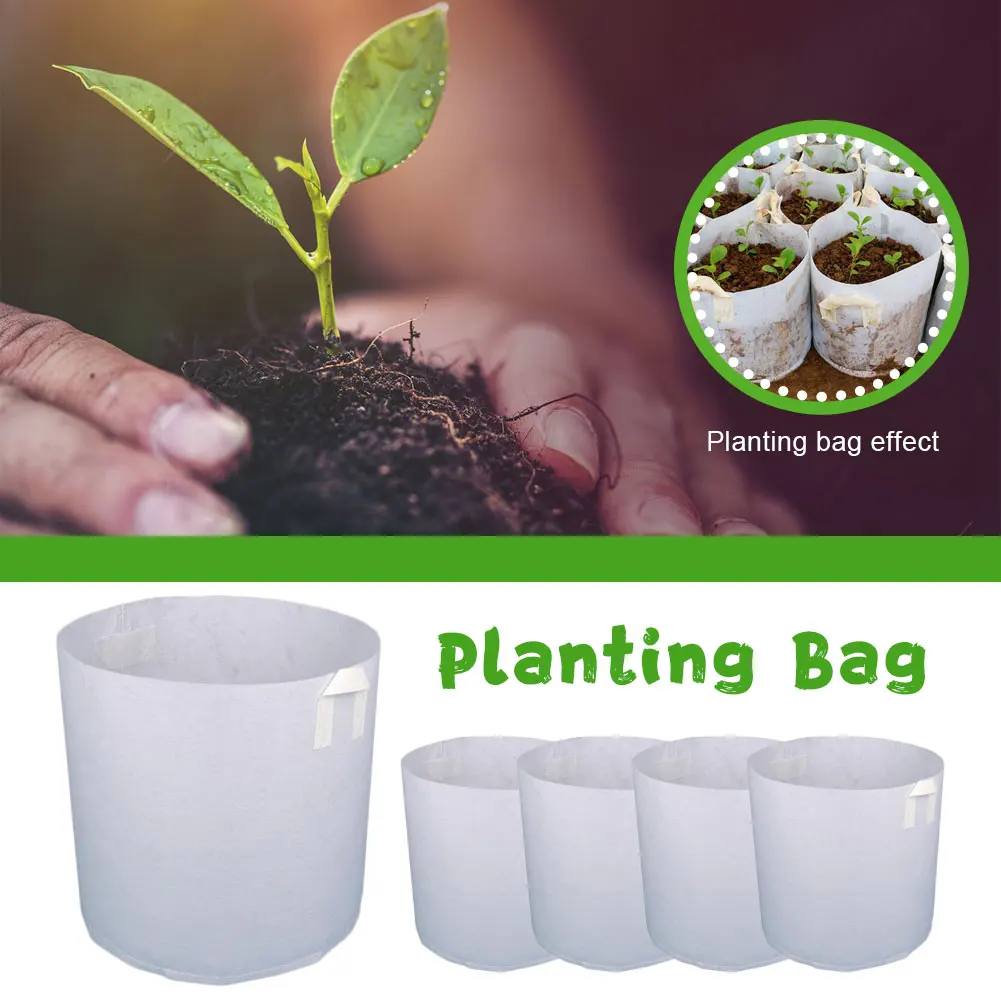 

5 Gallon 5 Pcs Grow Planter Pouch Root Bonsai Grow Bags Fabric Pots Root Pouch with Handles Planting Container Plant Pot Garden