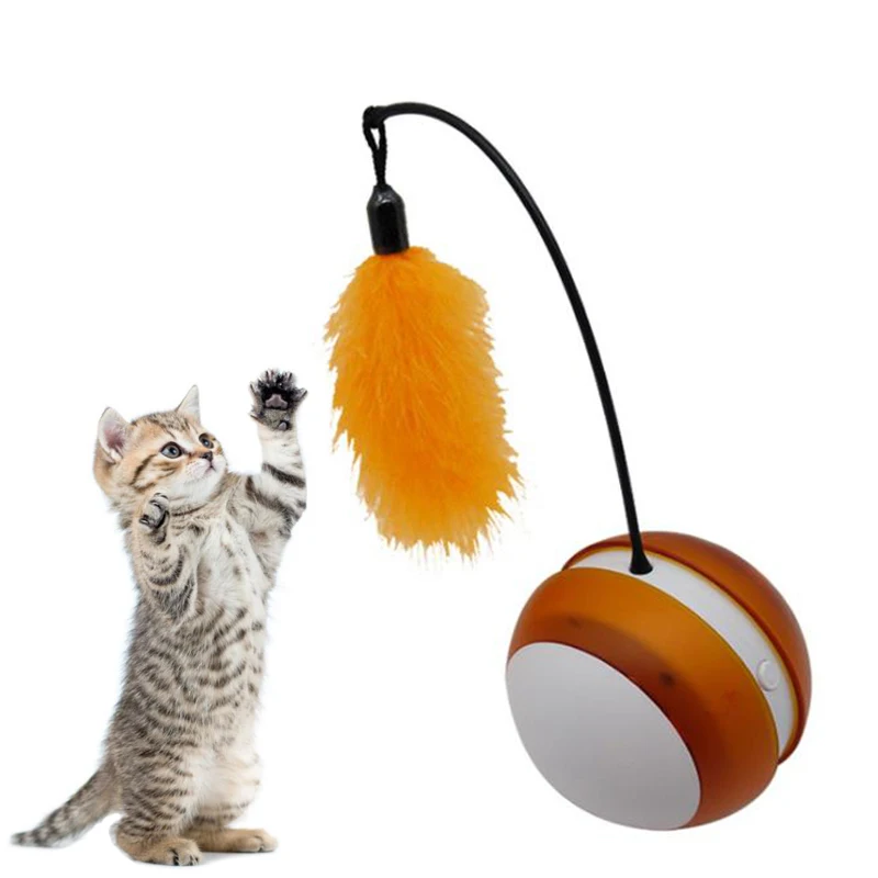 Забавная кошка электрическая игрушка стакан искусственный перо для питомца