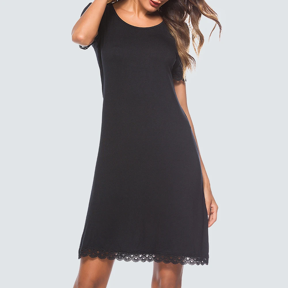 Повседневное летнее платье черного цвета женское элегантное свободное прямое с
