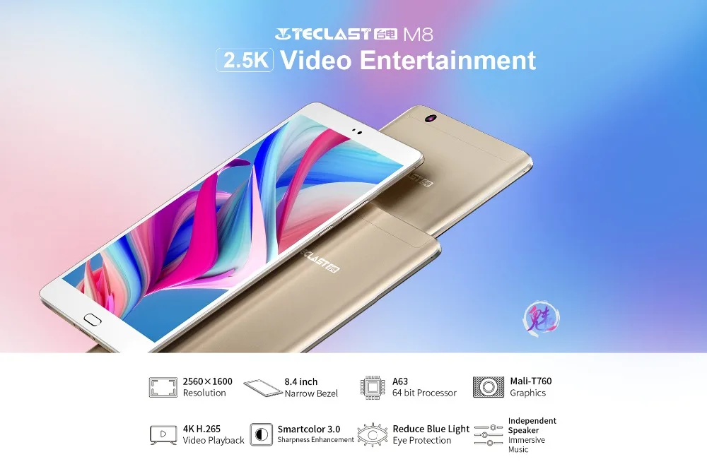 Teclast M8 8 4 дюймов 2560x1600 четырехъядерный процессор 4K видео g сенсор планшеты 3 ГБ ОЗУ