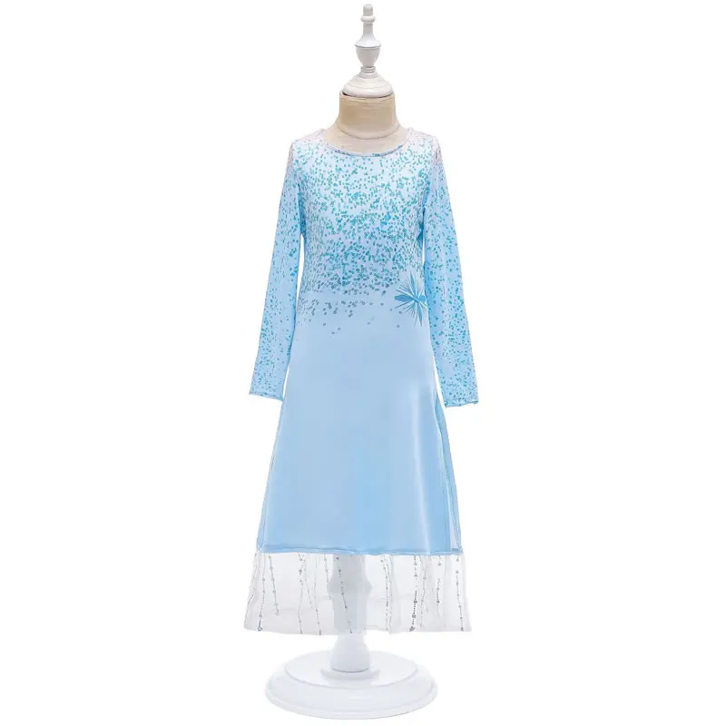 Blue Dress Карнавальный костюм для девочек-подростков; платье Эльзы 2, Анны; Детские вечерние платья принцессы; Карнавальные Платья для детей; День рождения; 10 лет - Цвет: Blue Dress