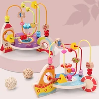 kids roller coaster toy wire maze circles beads toys sets montessori educational wooden math toy abacus puzzle toys for kids boy