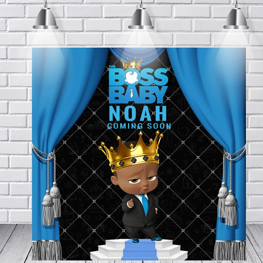 

Boss Baby Shower 1st Birthday Party Photography Backdrop Cartoon Little Men Backgrounds For Photo Studio Custom Vinyl