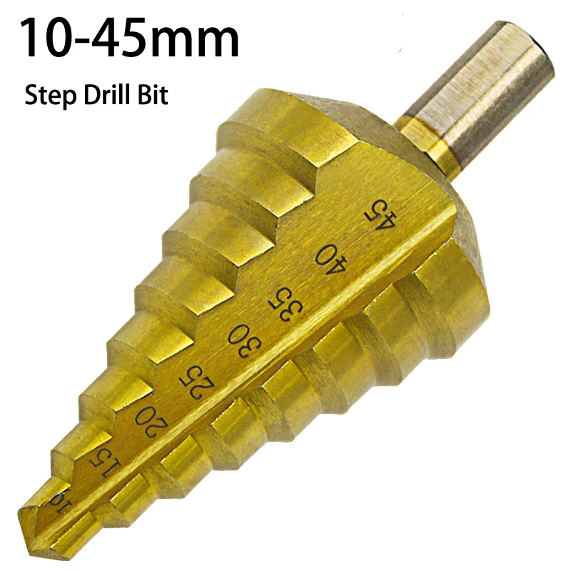 

HSS Step Drill Tool 8 Steps Multiple 10-45MM Drill Bits High Speed Steel Hole Cutter DIY Metal Wood Drilling Power Tool