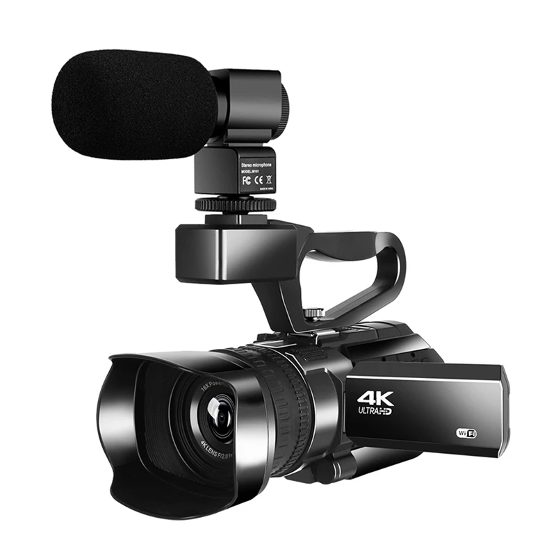 

Видеокамера 4K Ultra HD 48 МП, камера для прямой трансляции YouTube, 30-кратный цифровой зум, с микрофоном и пультом дистанционного управления