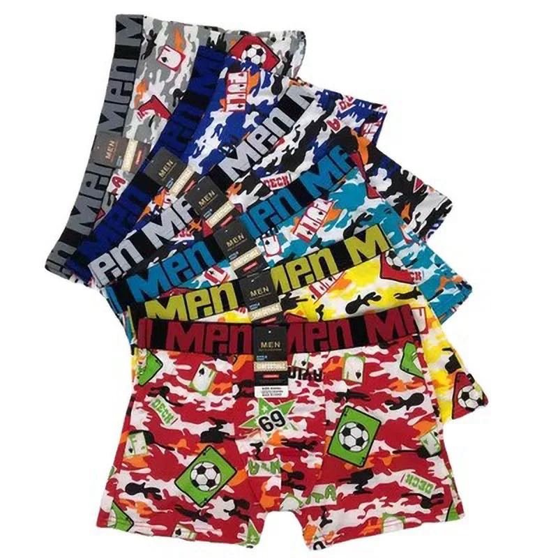 

Boxing Men's Plus Size Boxer Shorts Youth Men's Printed Milk Silk Mid-Waist Boxer Shorts Plus Fat Shorts Flat Bottom Panties