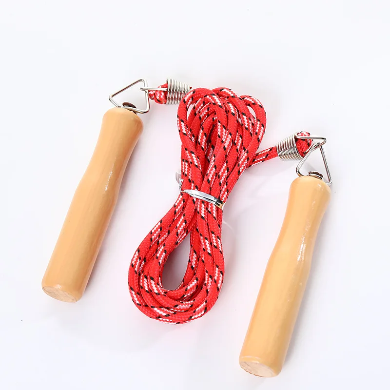 Хлопковая резиновая скакалка с деревянной ручкой спортивное оборудование для