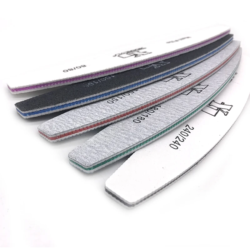 

10Pcs/lot Nail File 80/100/150/180/240 Grit Manicure Pedicure Buffering Banana Design Polisher Nail Art UV Gel Tools System Set