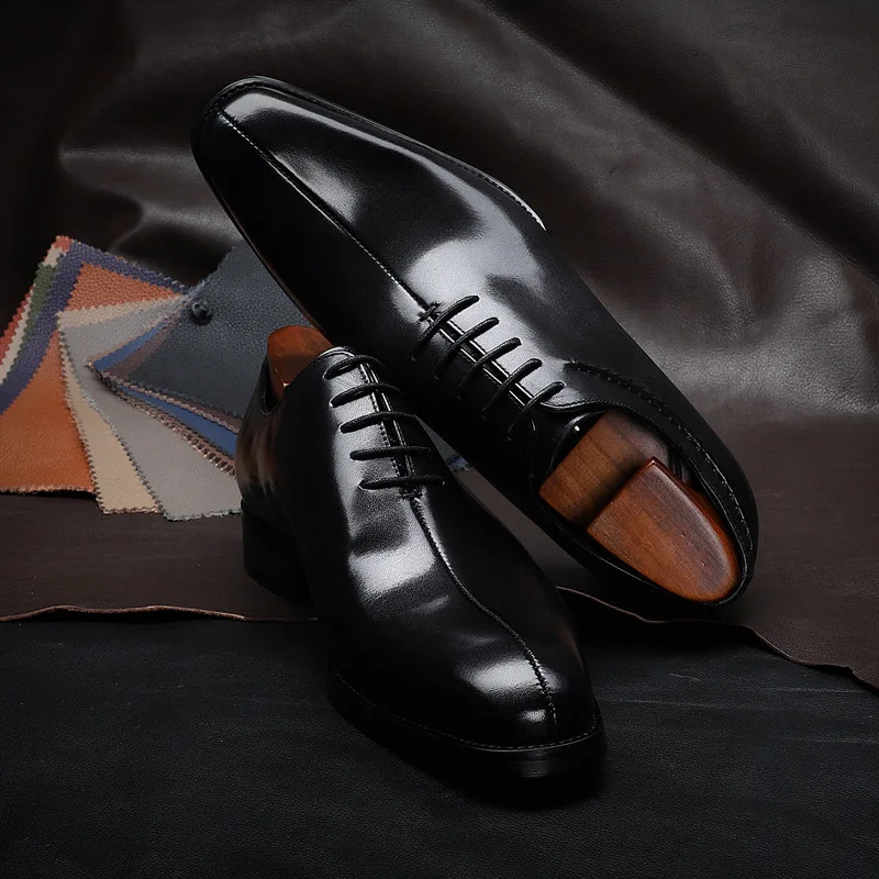 Мужские деловые костюмы Свадебные туфли Английские остроконечные на шнуровке