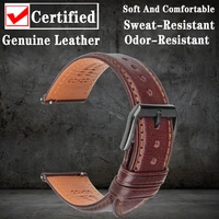 Genuine Leather Strap Smart Watch Band For Huawei Pro ECG Fossil Samsung Galaxy Active2 3 Amazfit Quick Release Watch Strap