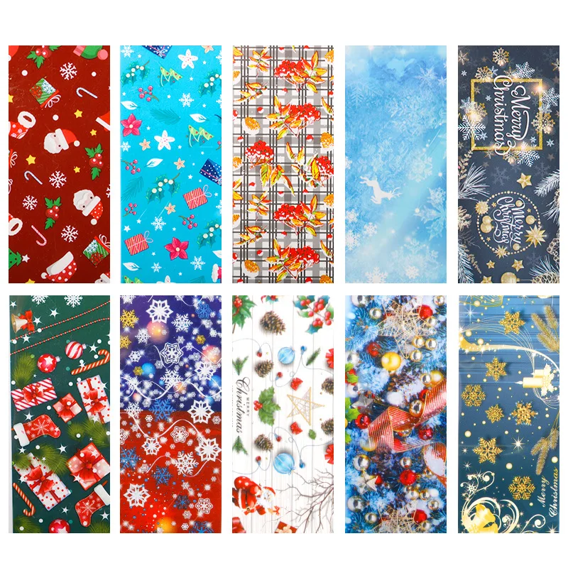 Фольга для ногтей 100 см рождественского декора зимние снежинки Санта-Клаус