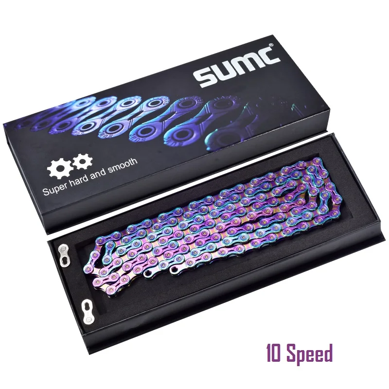 10 Speed SUMC велосипедной цепи яркий велосипедный цепной 10/11/12 Скорость Сверхлегкий полу-дутая цепочка цепь цветов радуги w/Волшебный карабин - Цвет: 10 Speed