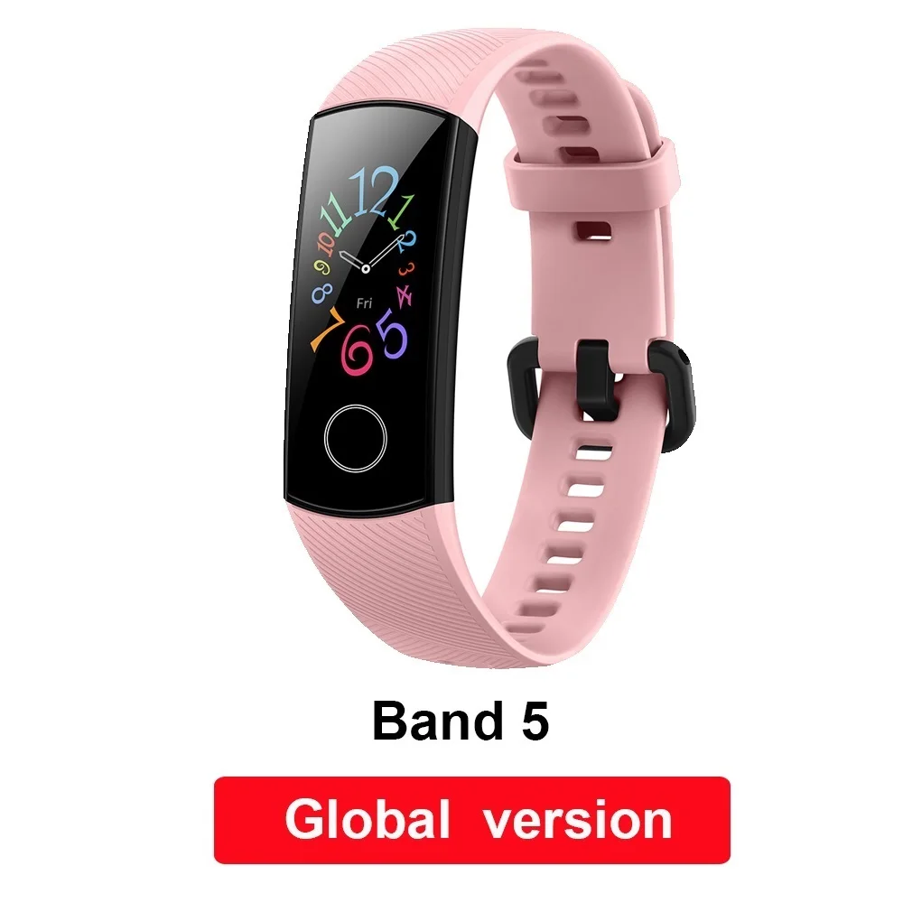 pink GL band5 Huawei Honor Band 4 Band 5 умный Браслет Globle Версия 50m водонепроницаемый фитнес-трекер монитор сердечного ритма во время сна Smart Wirstband - Цвет: pink GL band5