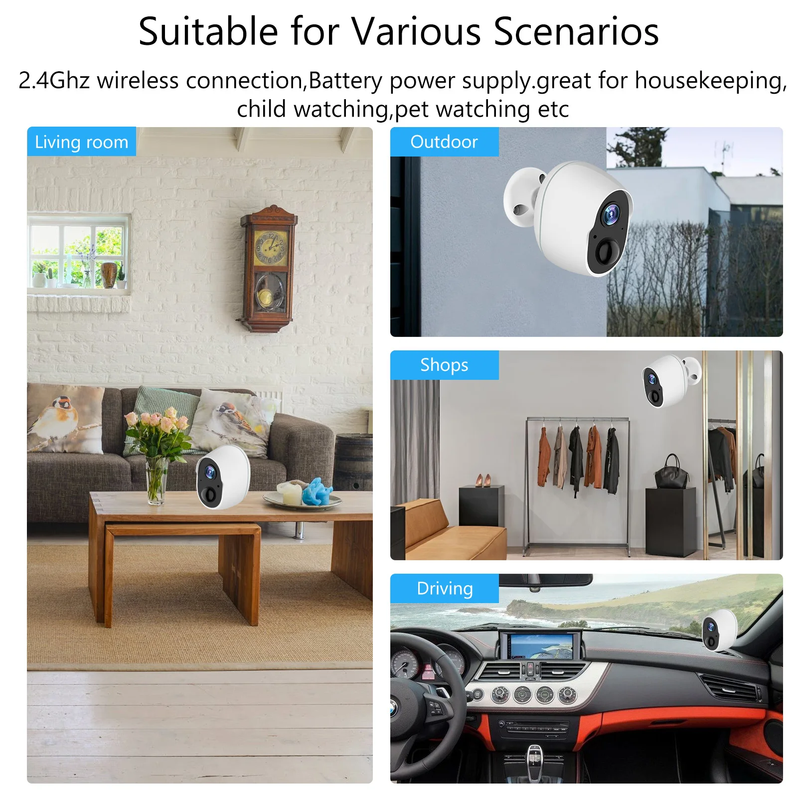 

Security Camera 2.4G WiFi Wireless 1080P Home Surveillance Camera Outdoor with 2-Way Audio/Night Vision/Motion Detection
